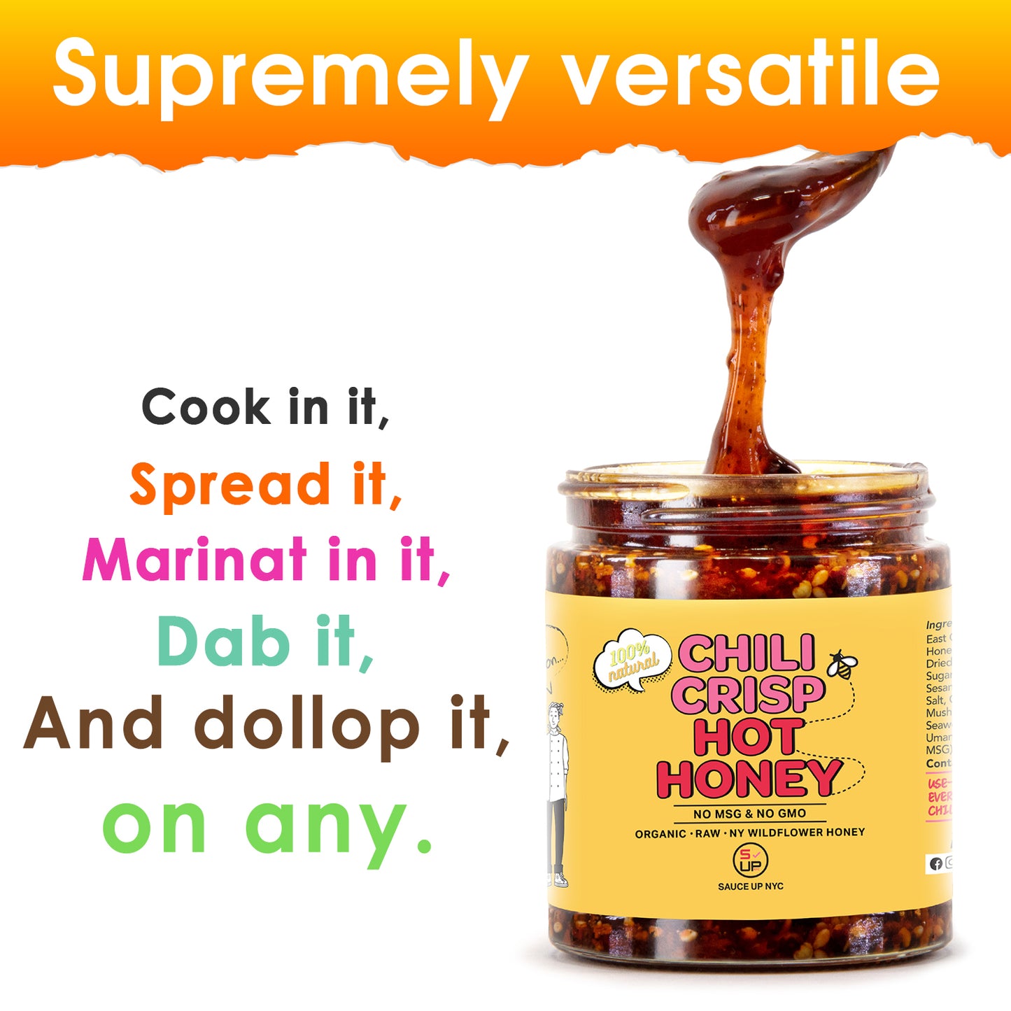 The Ultimate Hot & Sweet, Nutty Trio- (Peanut Crunch Sauce + Almond Crunch Sauce + Chili Crisp Hot Honey) - 3pk