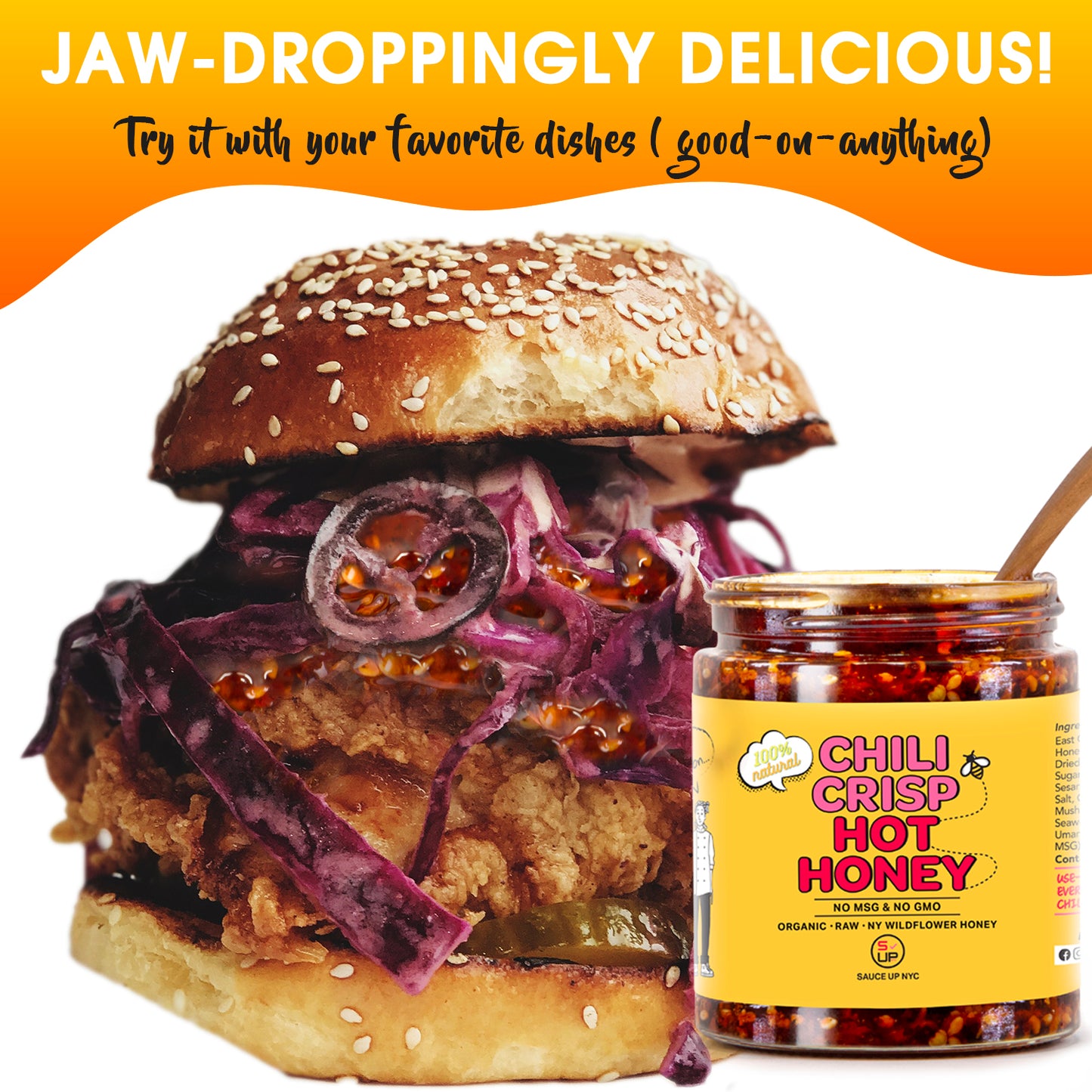 The Ultimate Hot & Sweet, Nutty Trio- (Peanut Crunch Sauce + Almond Crunch Sauce + Chili Crisp Hot Honey) - 3pk