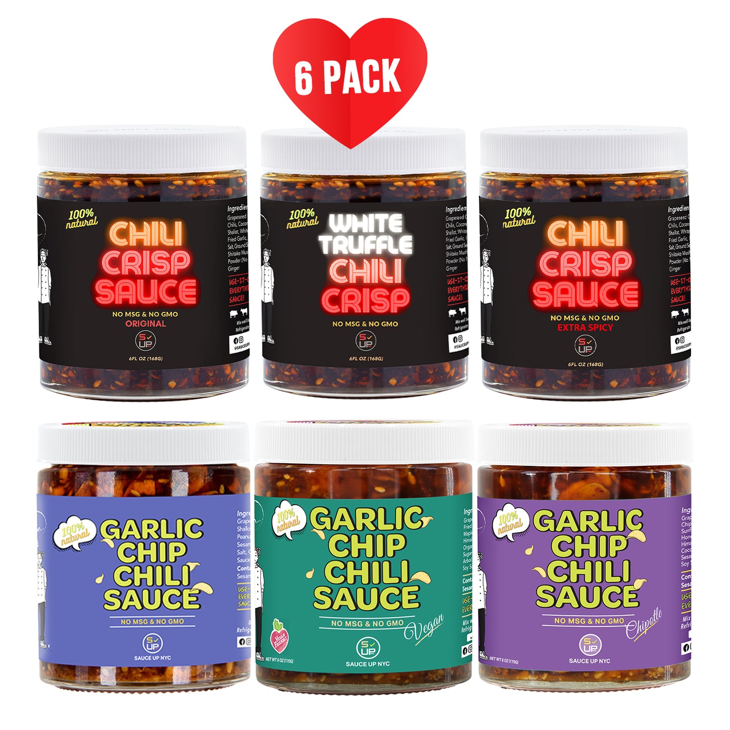Trio Chili Crisp Sauce + Trio Garlic Chip Sauce - 6 PK