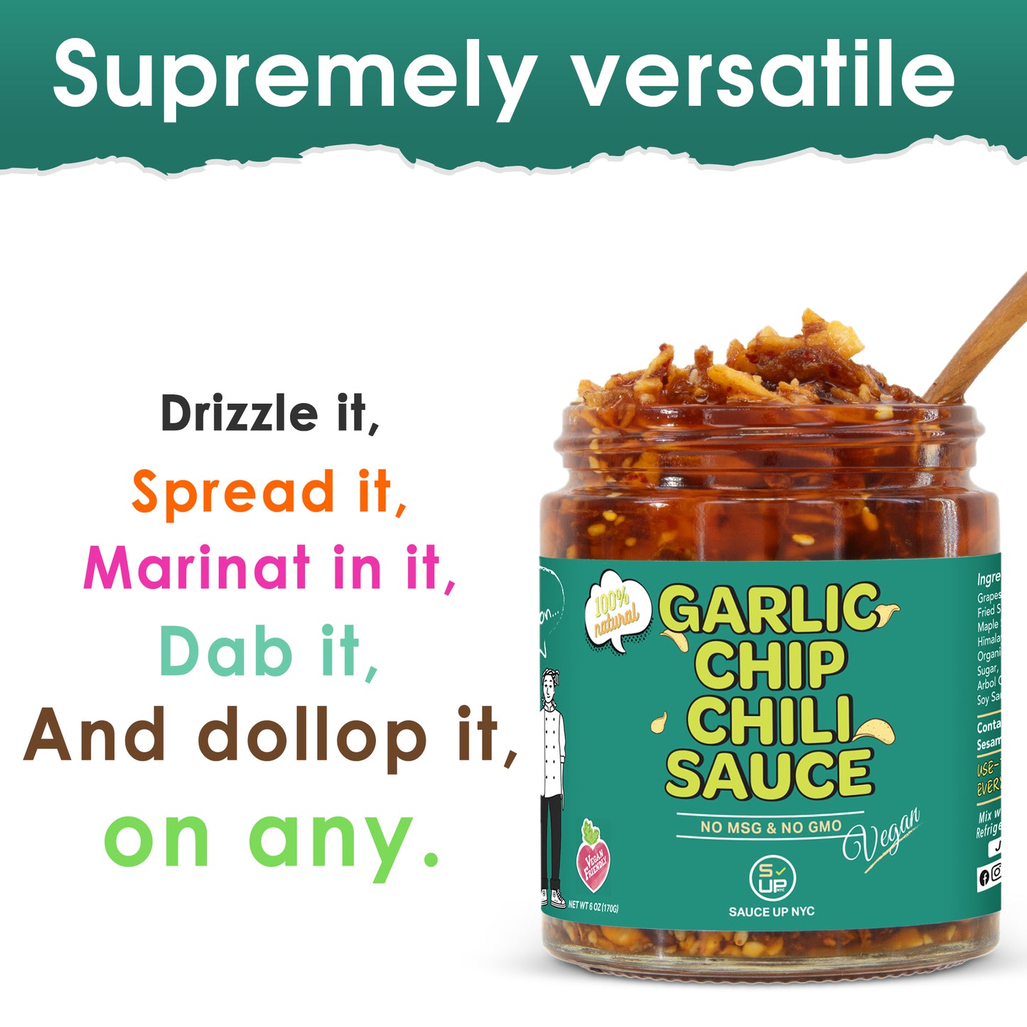 Garlic Chip Chili Sauce (Chipotle + Vegan + Original)